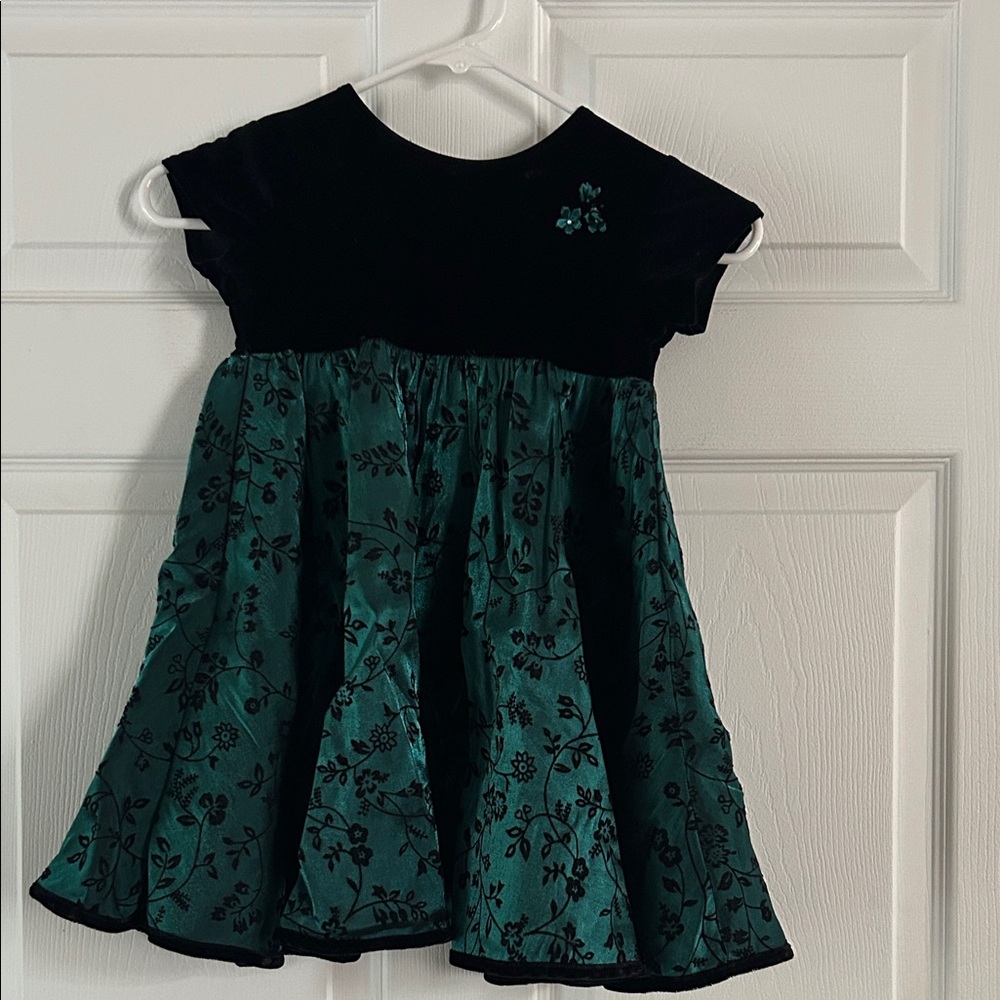 C.I. Castro Black and Green Floral Kids Dress